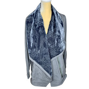 Sundance Sebille Gray / Blue Jacket Top with Velvet Trim Size XS E2-23